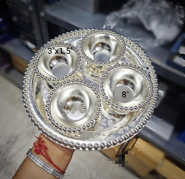 german silver tray with with 4 bowls for snacks/ dessert/ gift item